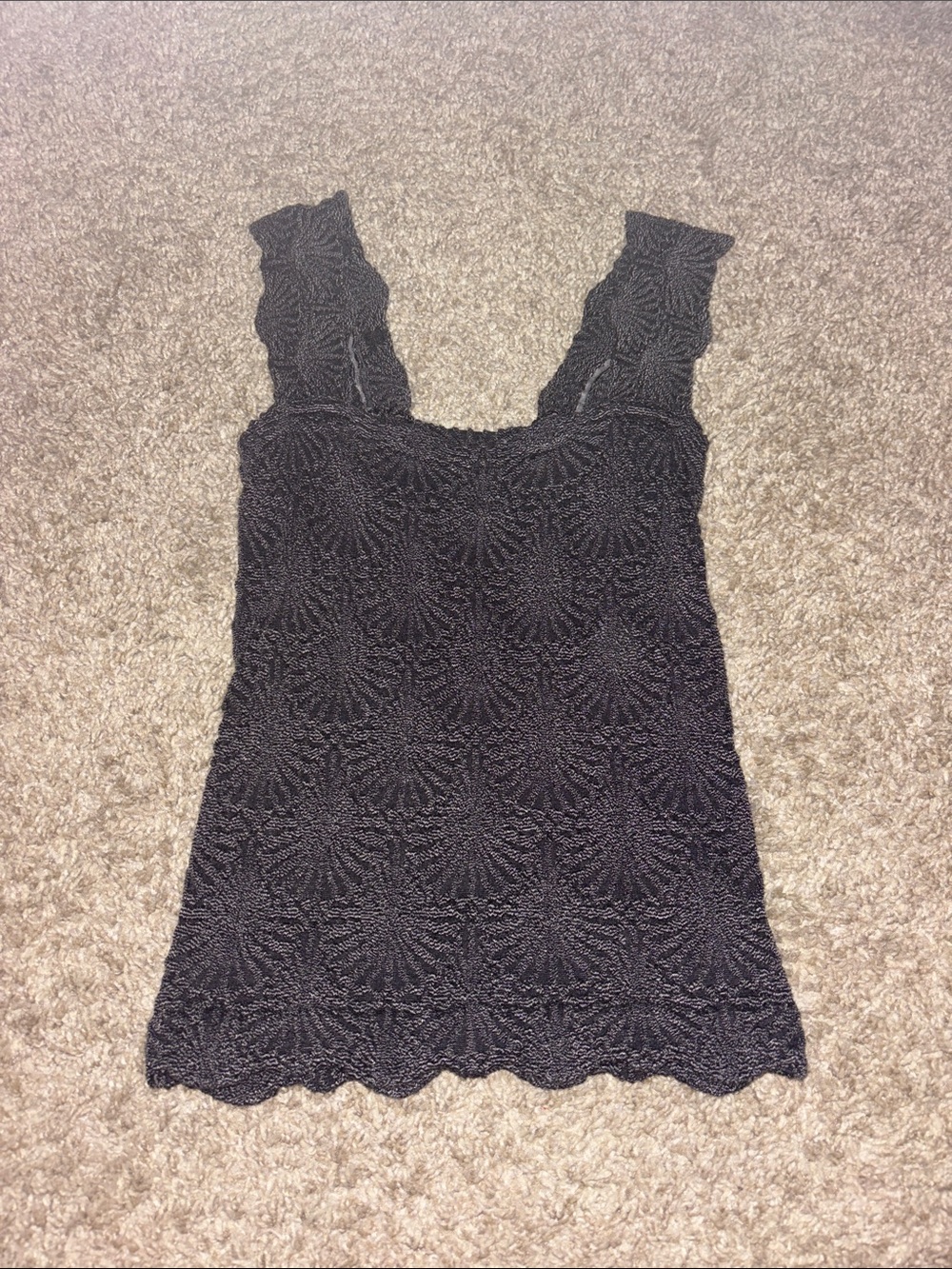 Textured Black Crochet Square-Neck Camisole Free people